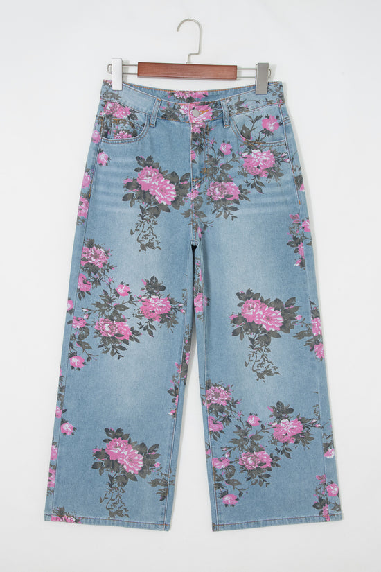 Garden Floral Print Low Rise Bootcut Denim Jeans