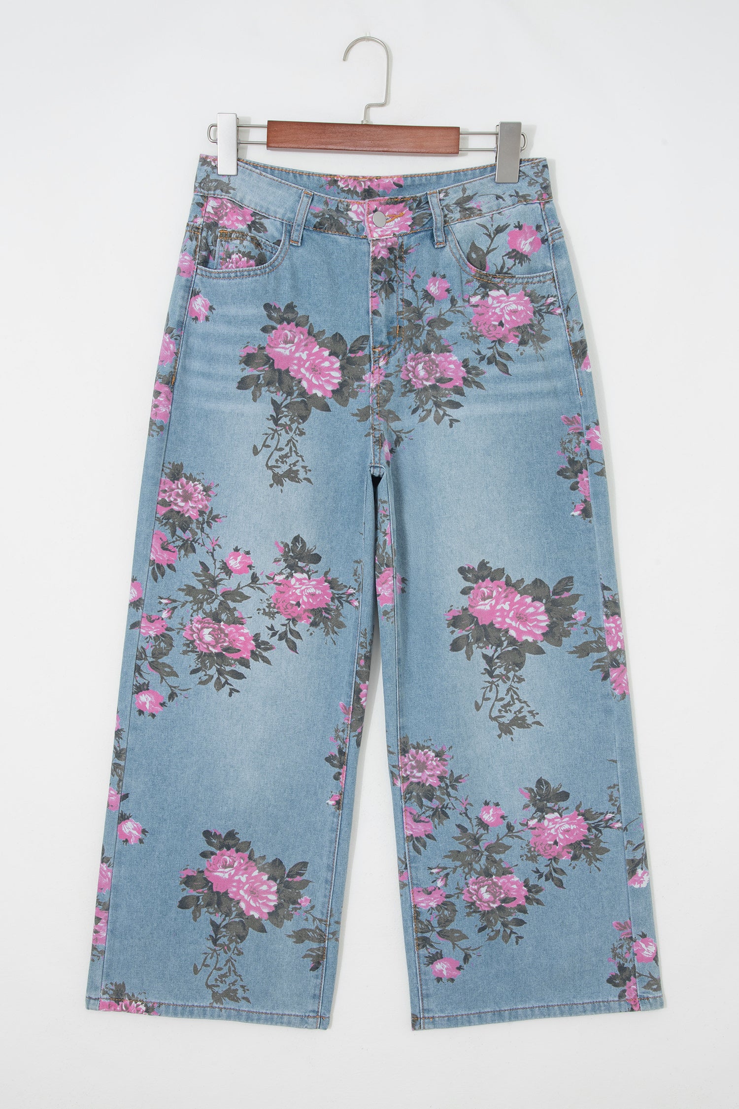 Garden Floral Print Low Rise Bootcut Denim Jeans