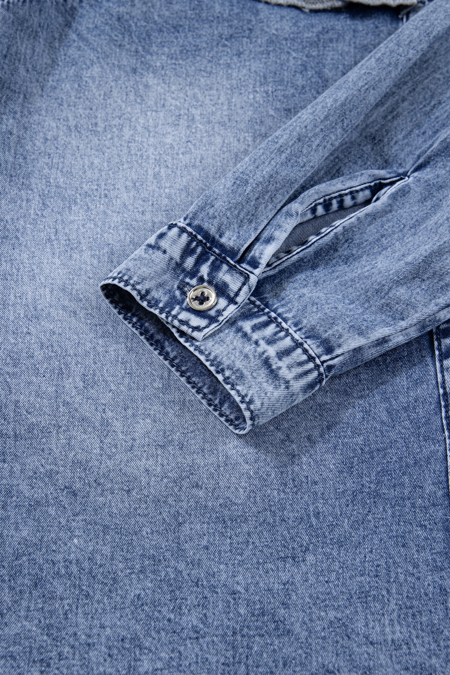 Ruffle Denim Shirt Women | Retro Blue Button Down Top