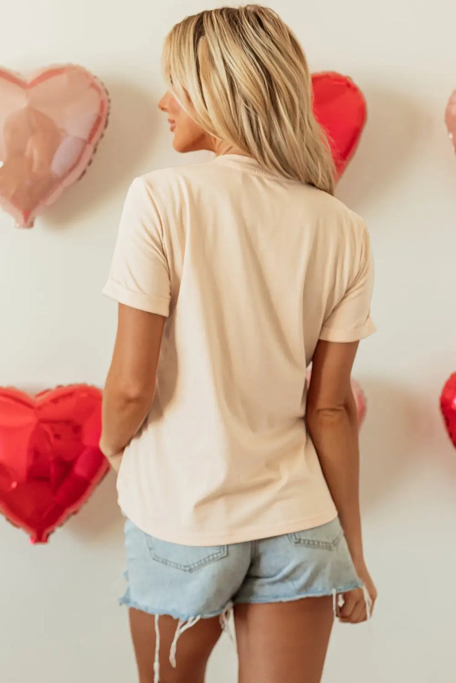 Khaki Western Fashion Valentine Graphic T-Shirt Women UK