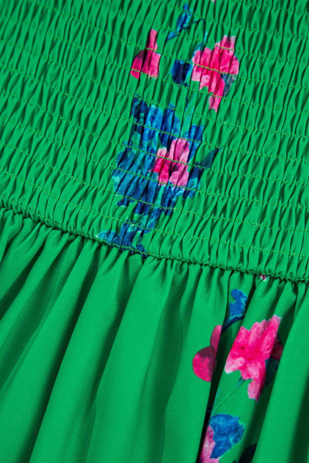 Green Floral Midi Dress - Knotted Straps