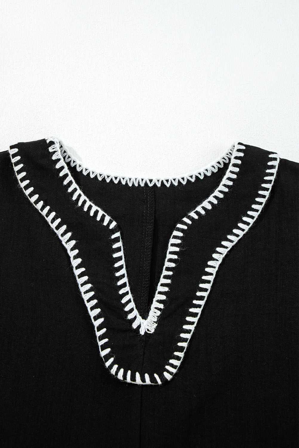 Stitch Detail Tiered V Neck Dress