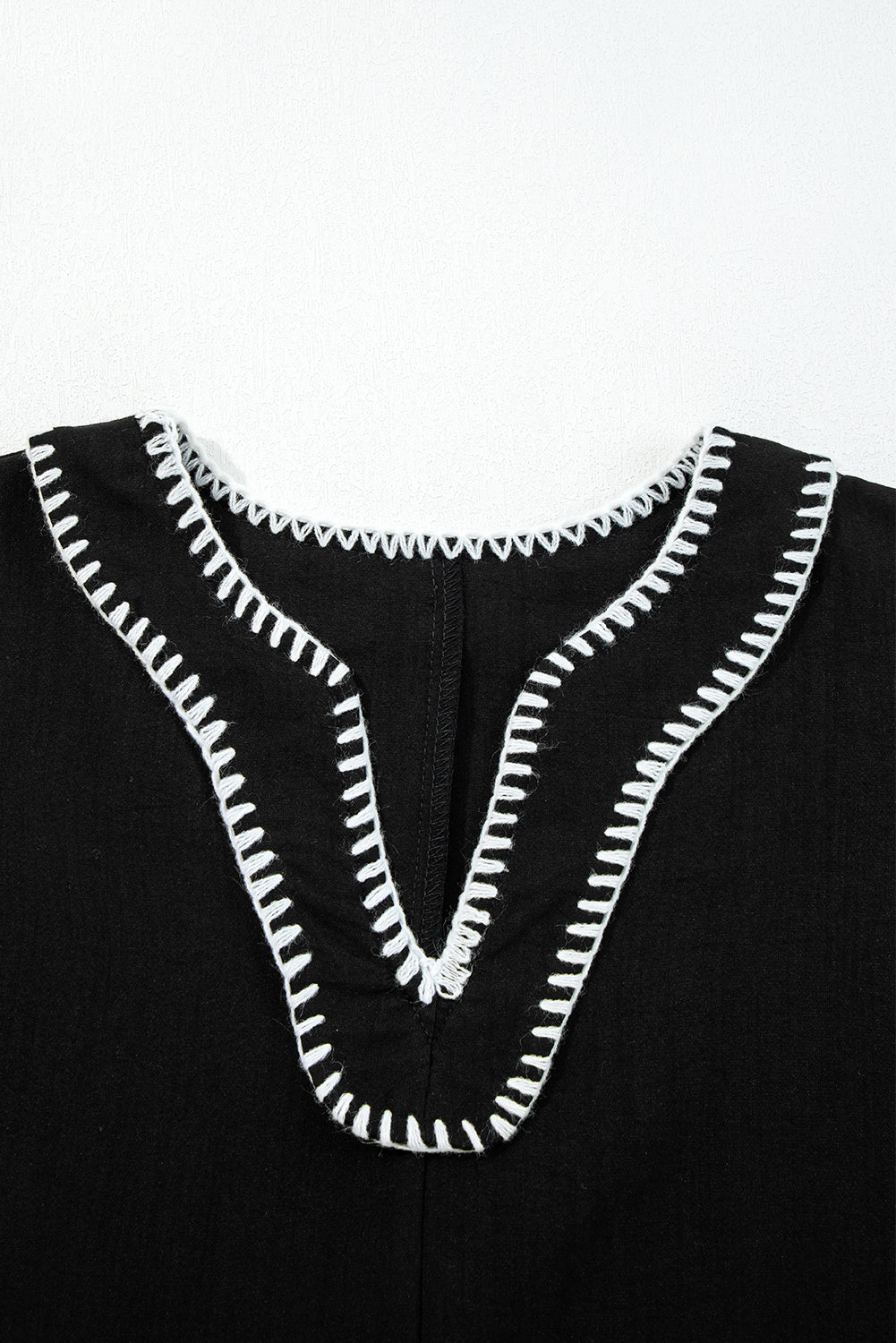 Stitch Detail Tiered V Neck Dress