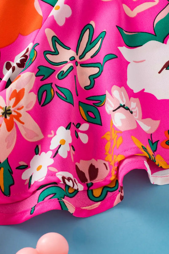 Smocked blouse - pink floral short sleeve | fashionfitz