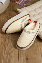 Embroidered Sherpa Plush Winter Slippers