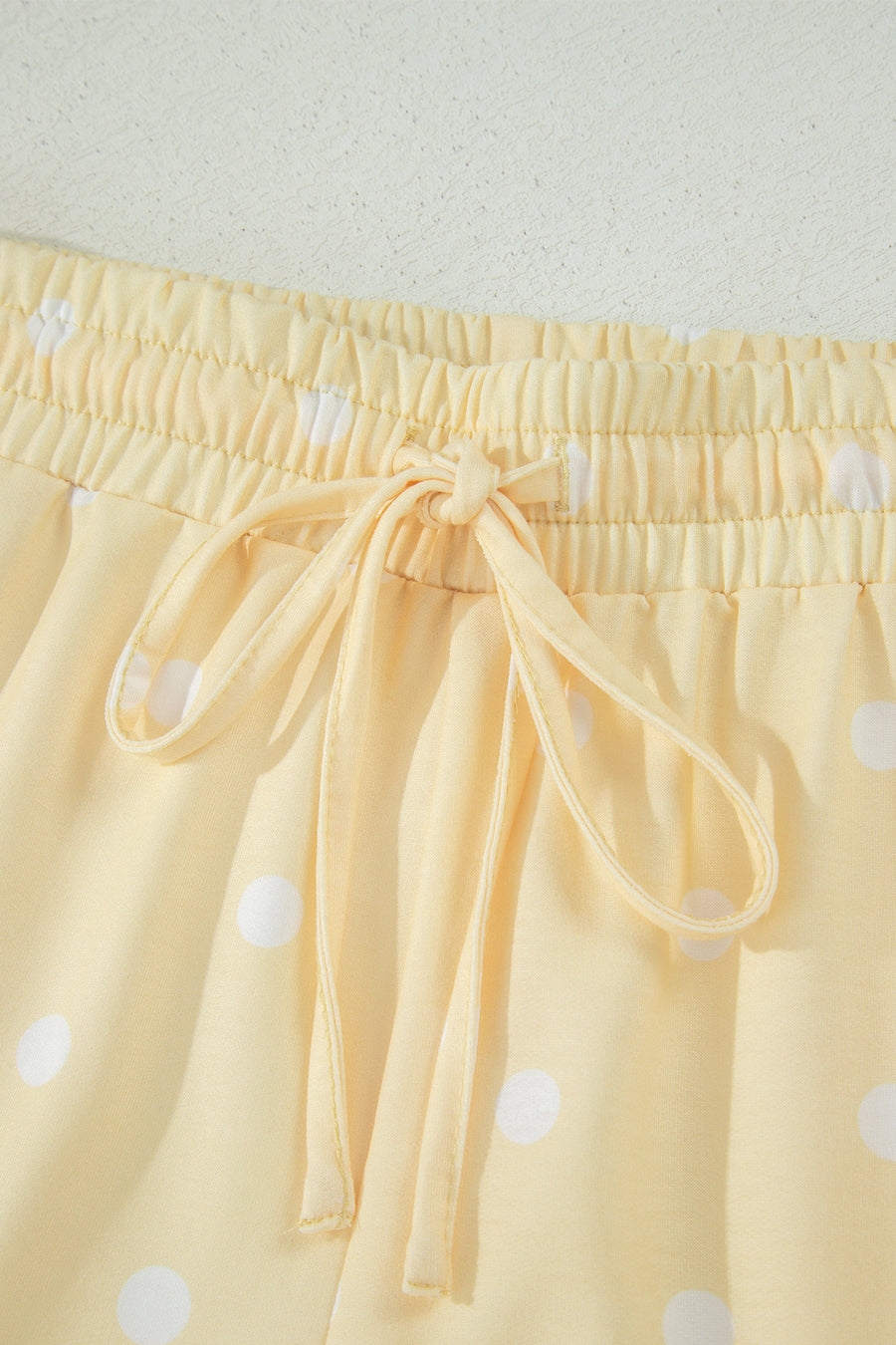 Polka Dot Exposed Seam Loose Tee Drawstring Shorts Two-Piece Set