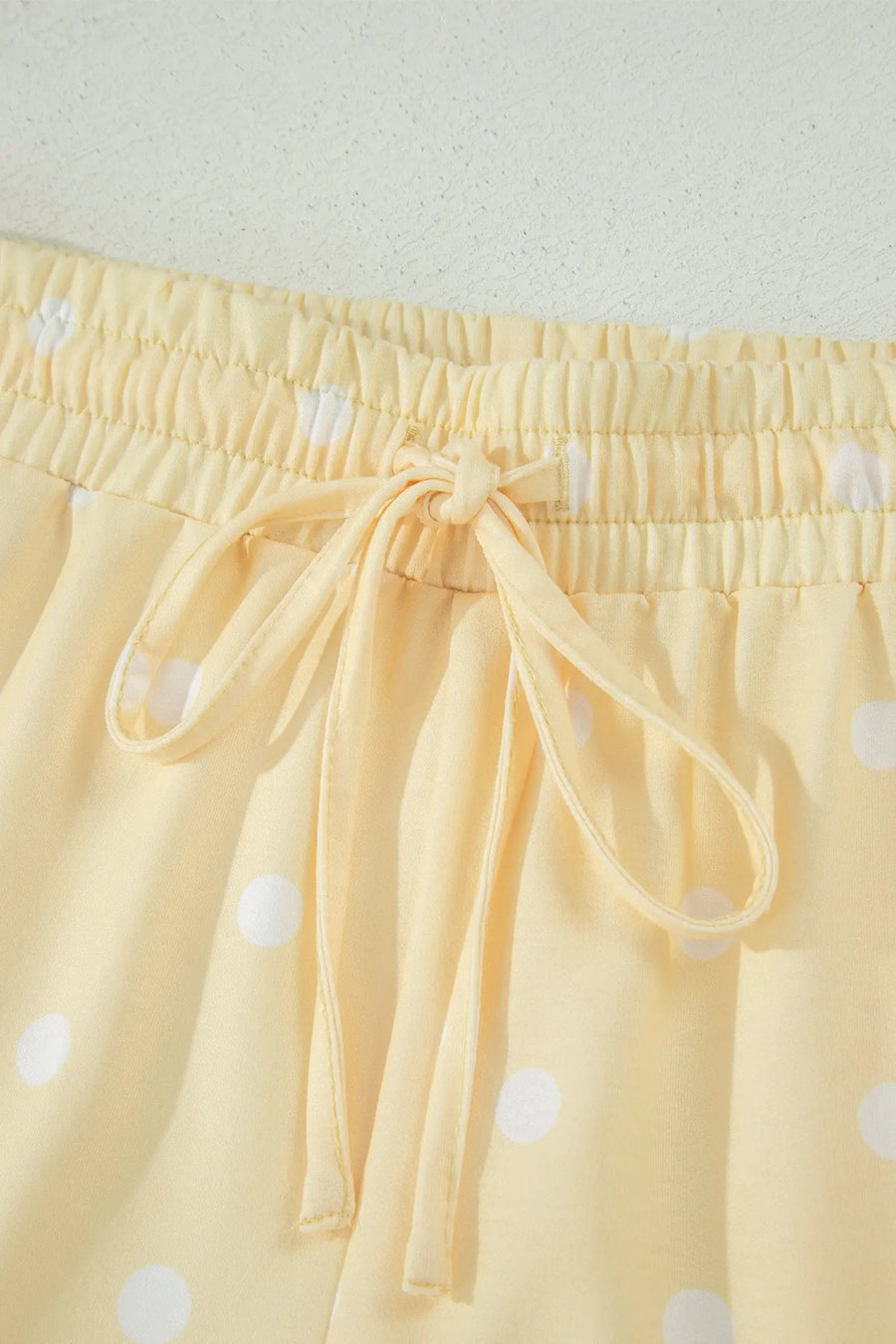 Polka Dot Exposed Seam Loose Tee Drawstring Shorts Two-Piece Set