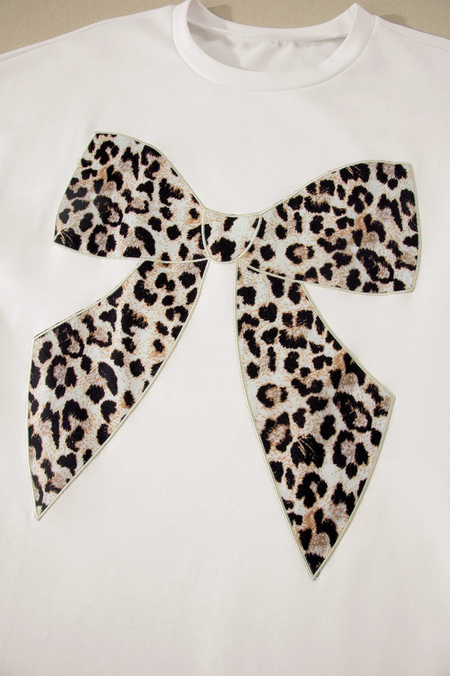 Leopard bow patch short sleeve t-shirt maxi dress thigh slit high waist dresses