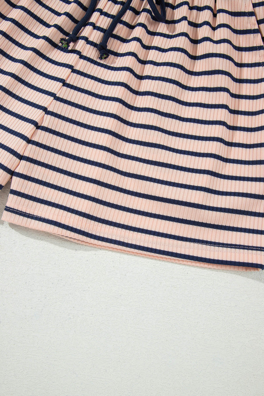 Stripe Colour Block Ribbed Knit Shorts Set