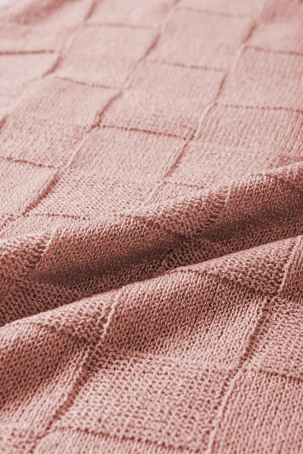 Lattice textured knit sweater – short sleeves sweaters