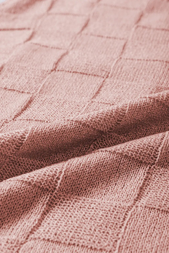 Lattice short sleeve sweater - pink sweaters