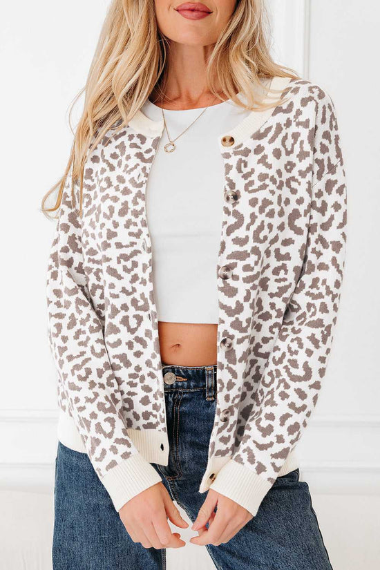 Oversized Chunky Knit Leopard Cardigan