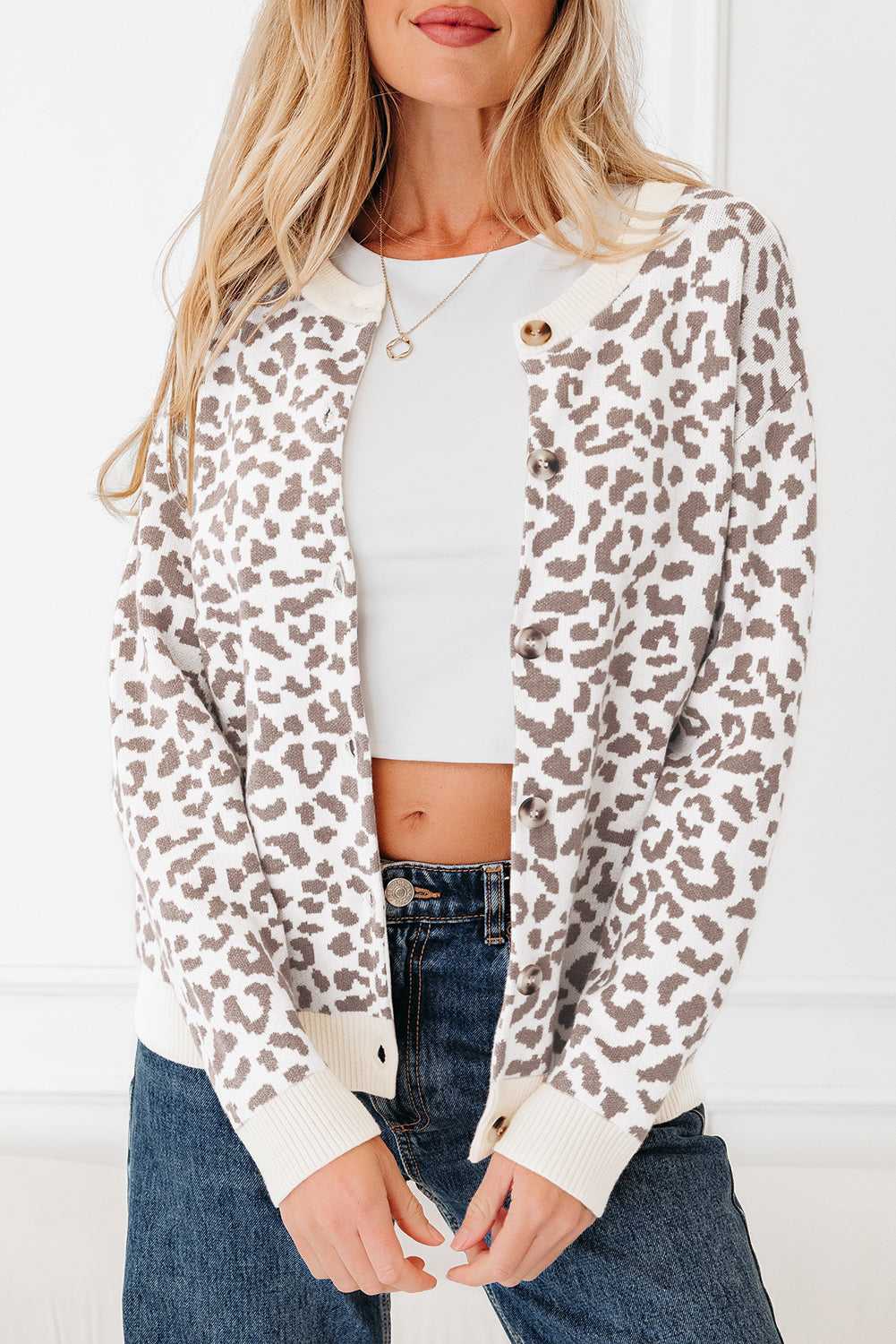 Oversized Chunky Knit Leopard Cardigan