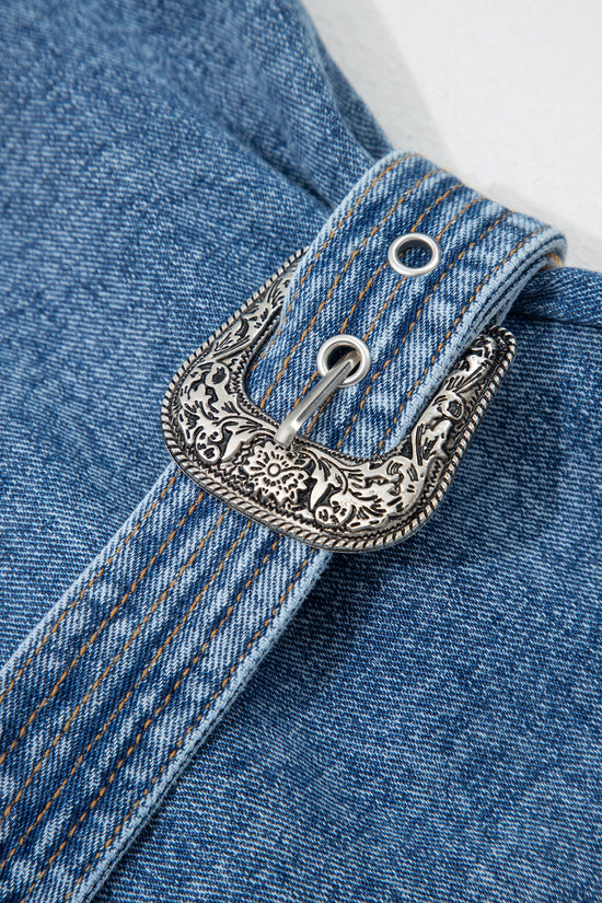 Western Belt Sleeveless Denim Dress