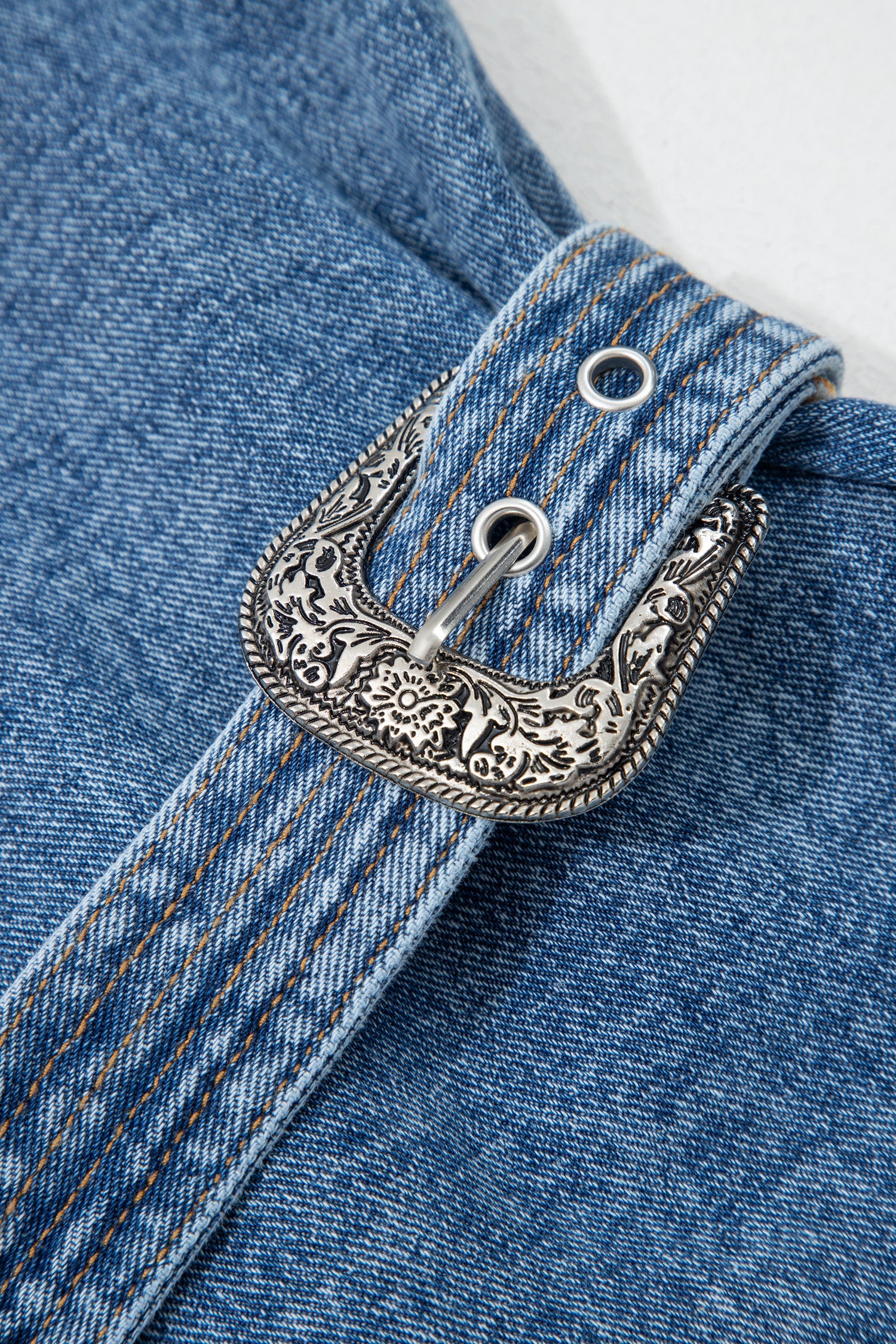 Western Belt Sleeveless Denim Dress