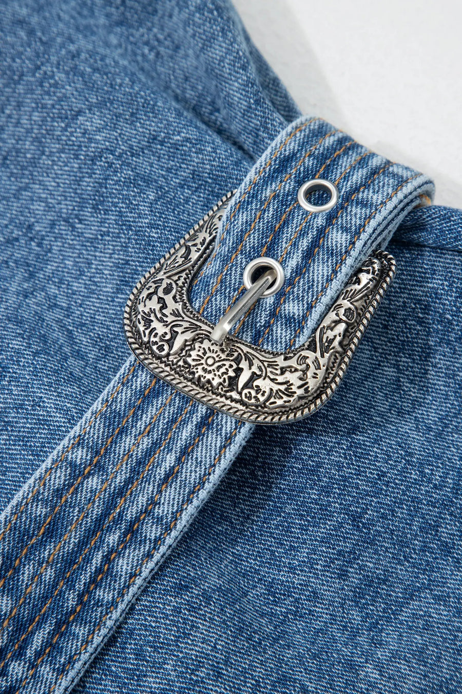 Western belt sleeveless denim dress dresses