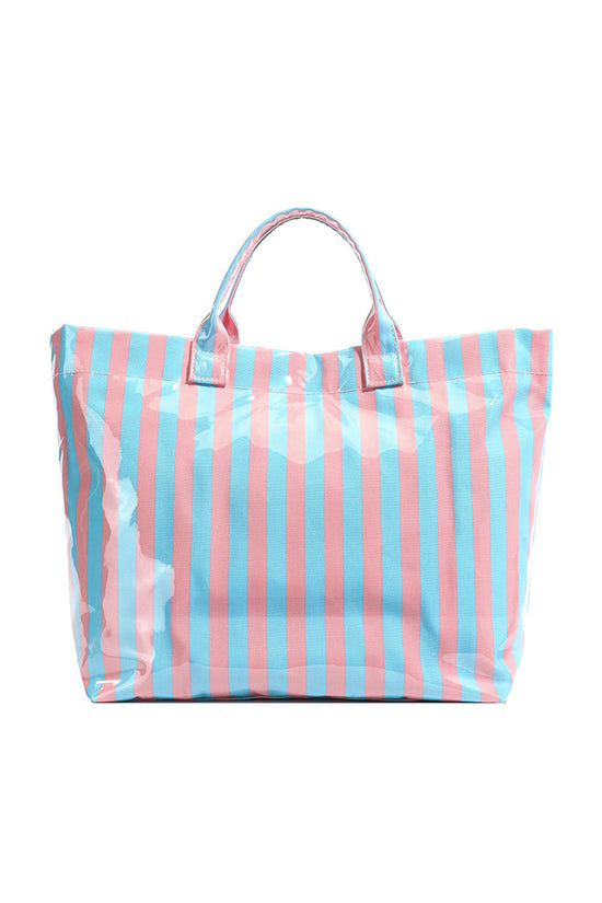 Rainbow Glossy Striped Vinyl Large Tote Bag Women UK