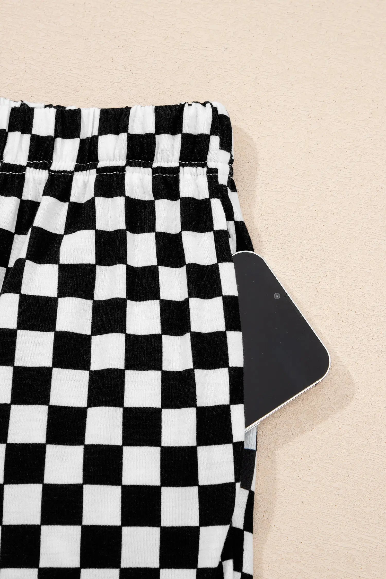 Checkered print half sleeve tee & lounge pants 2-piece loungewear set