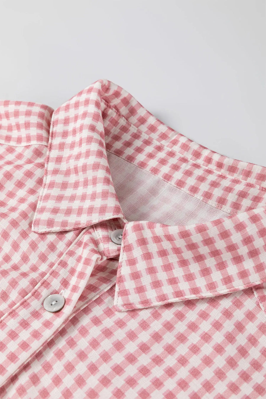 Plaid Ruffle Hem Half Sleeve Blouse Women UK