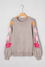 Floral Embroidered Sleeve Jumper
