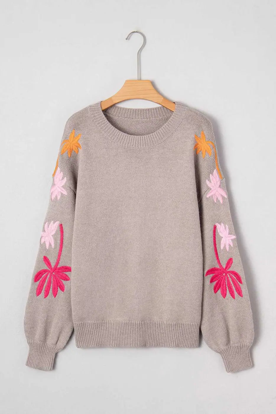 Women’s floral embroidered sleeve jumper | fashionfitz uk