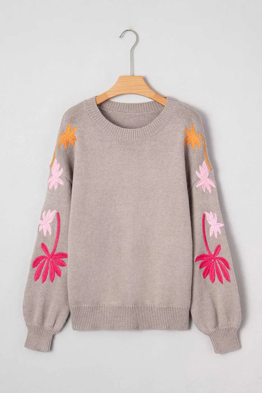 Women’s floral embroidered sleeve jumper | fashionfitz uk