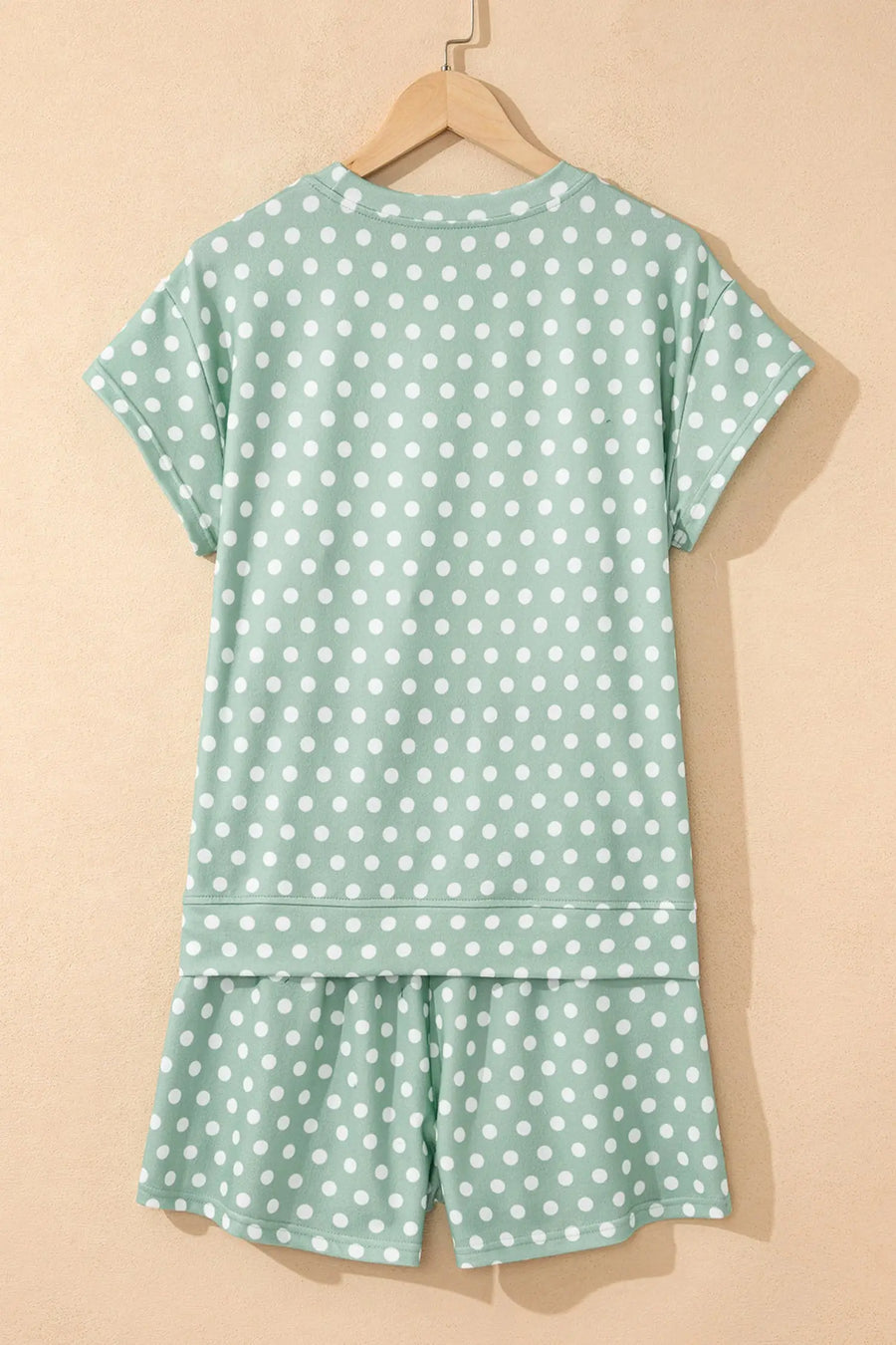Polka Dot Print Round Neck Short Sleeve Top & Shorts Co-Ord Set