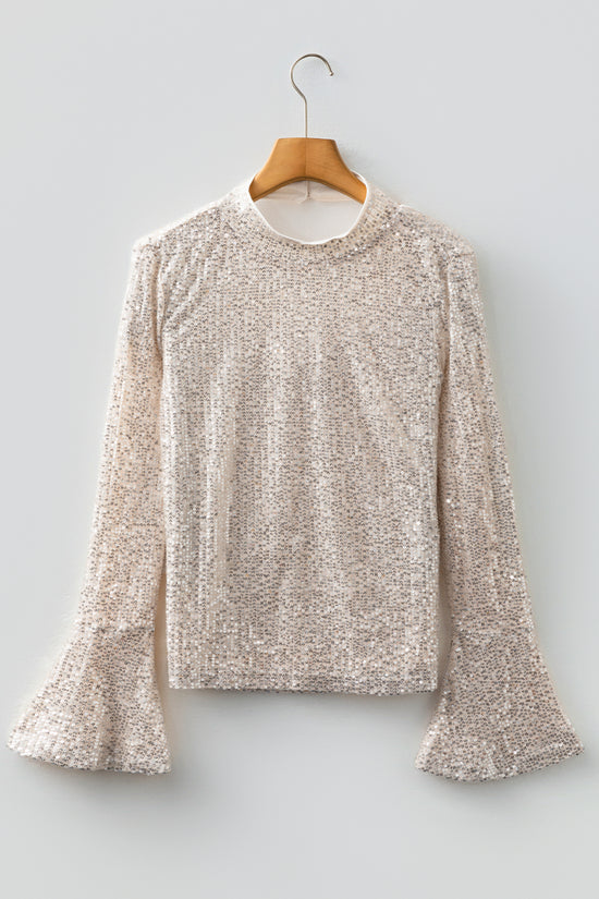 Open Back Sequin Party Top – Bell Sleeves
