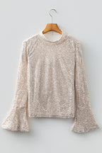 Open Back Sequin Party Top – Bell Sleeves
