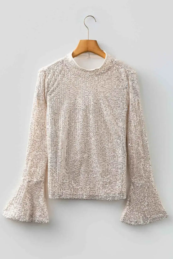Open Back Sequin Party Top – Bell Sleeves