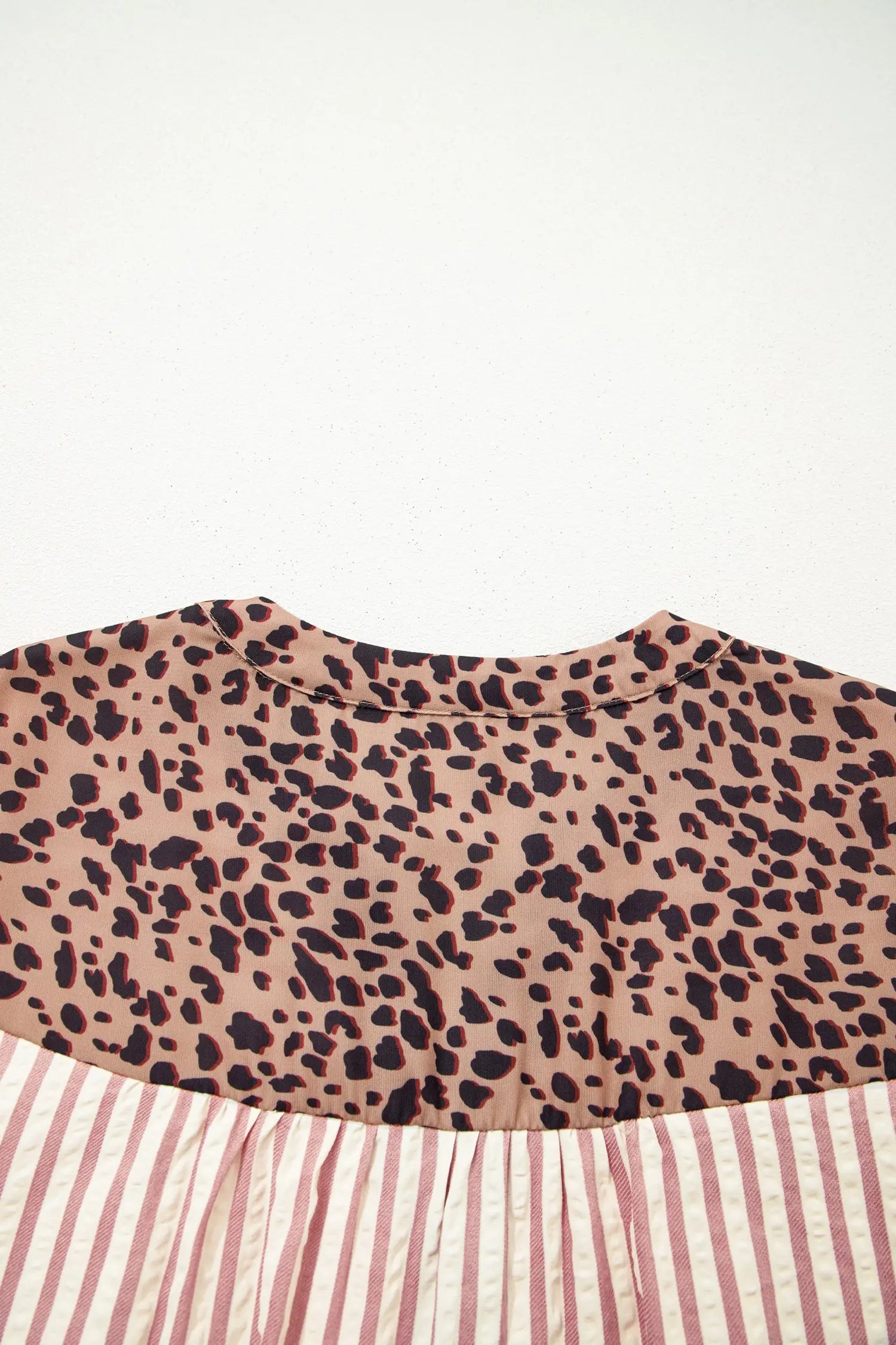 Stripe leopard patchwork shirt dress bracelet sleeve button down mini dresses