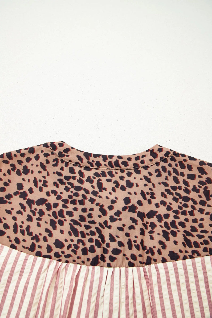 Stripe leopard patchwork shirt dress bracelet sleeve button down mini dresses