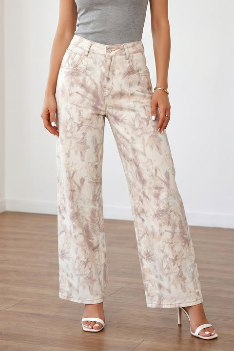 Camo Tummy Control High Waist Wide Leg Jeans Women UK