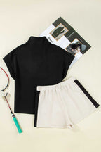 Contrast Zipped T-Shirt and Short Set