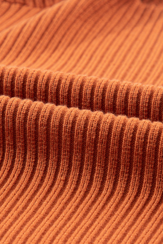 Cozy Oatmeal Sweater Dress - Ribbed Knit with Pockets