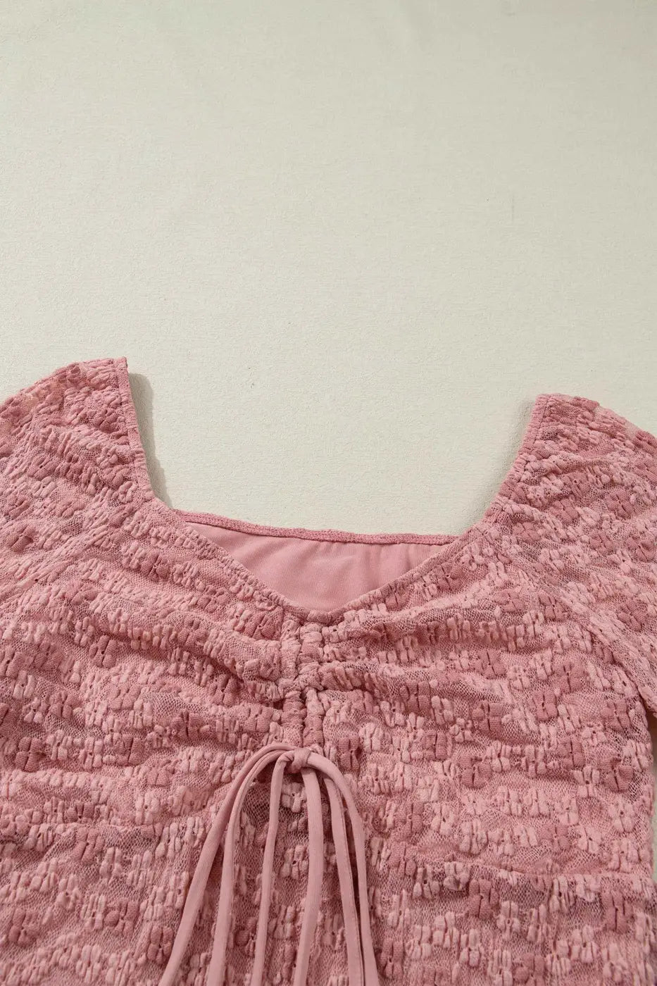 Pink floral lace blouse | bell sleeve square neck top blouses