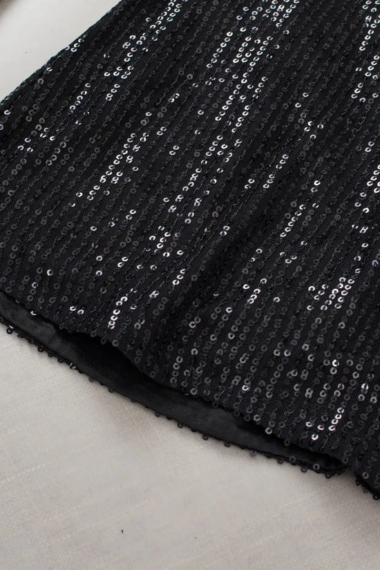 Black sequin wide leg pants