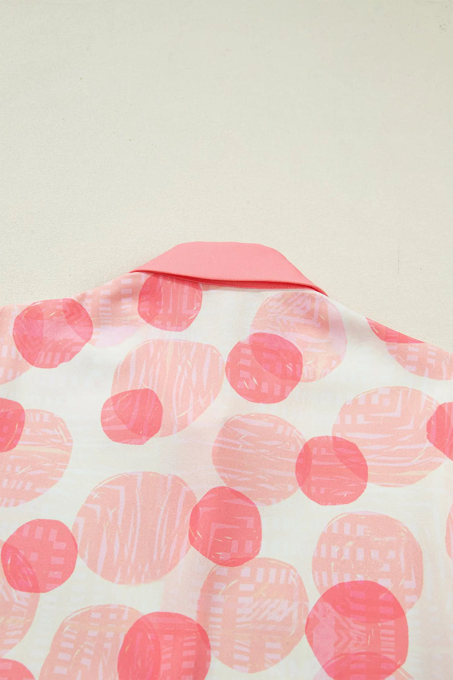 Polka dot ruffle sleeve babydoll shirt button front collar pink shirts
