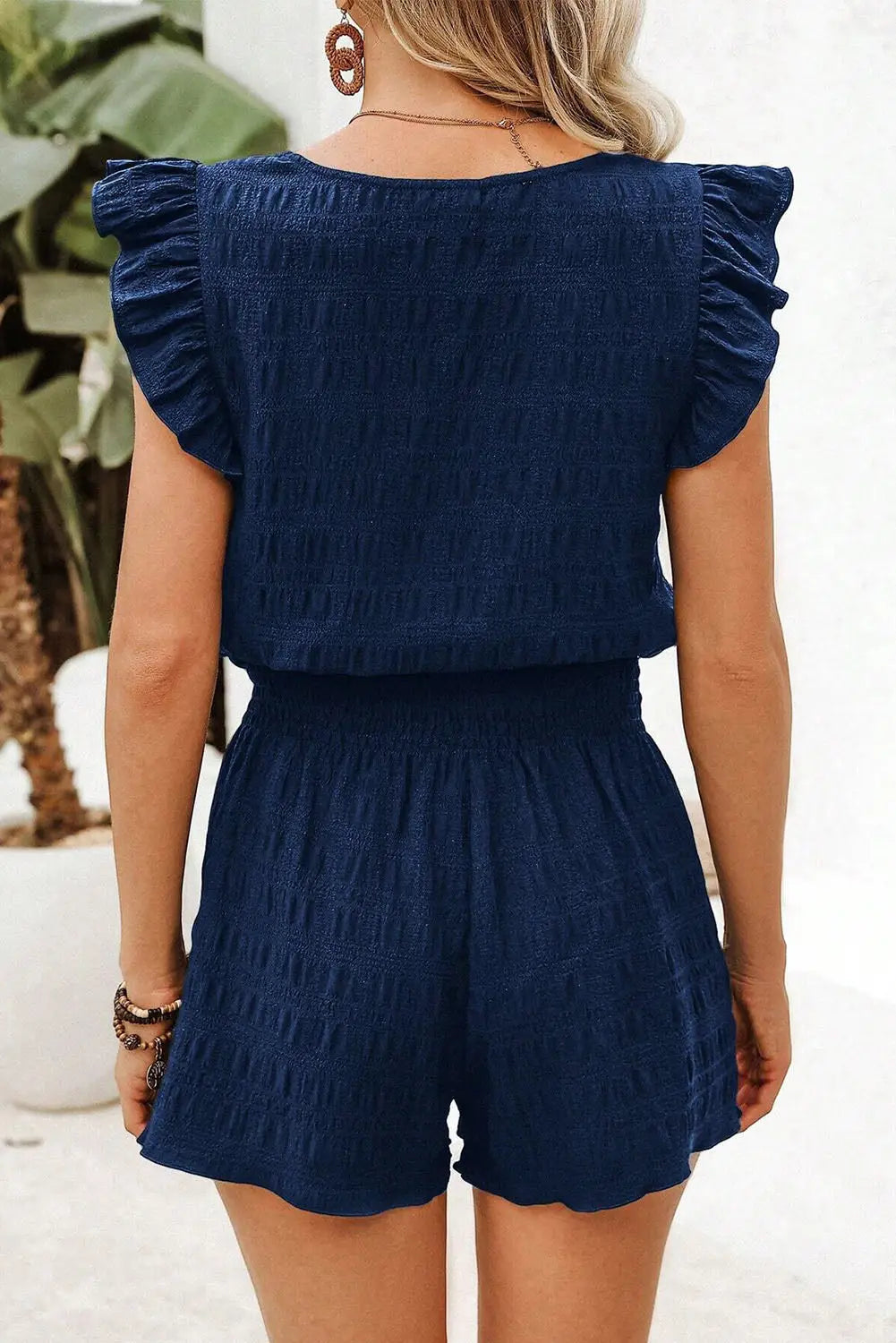 Textured square neck top & shirred high waist shorts set co-ord uk | fashionfitz