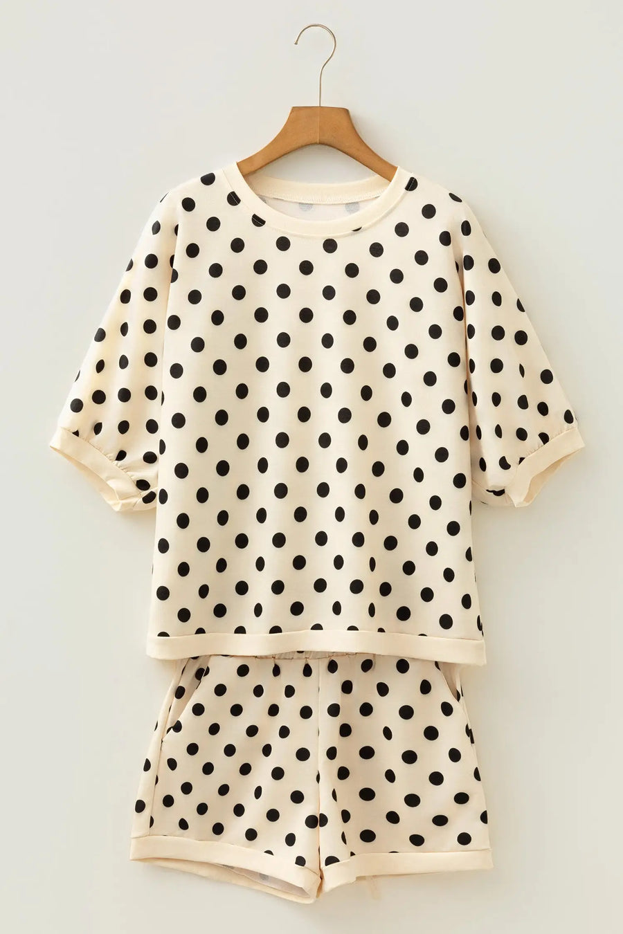 Polka Dot Oversized Top & Drawstring Shorts Set Women UK — lifestyle third option | Fashionfitz UK