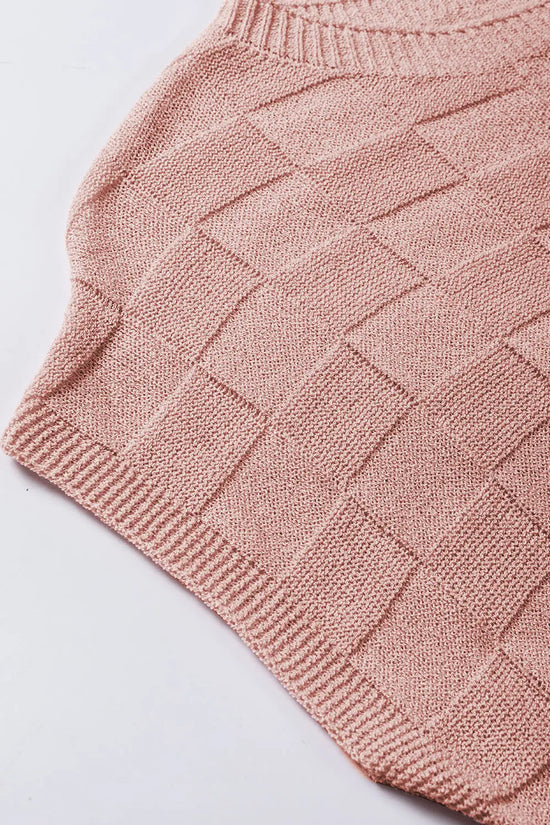 Lattice short sleeve sweater - pink sweaters