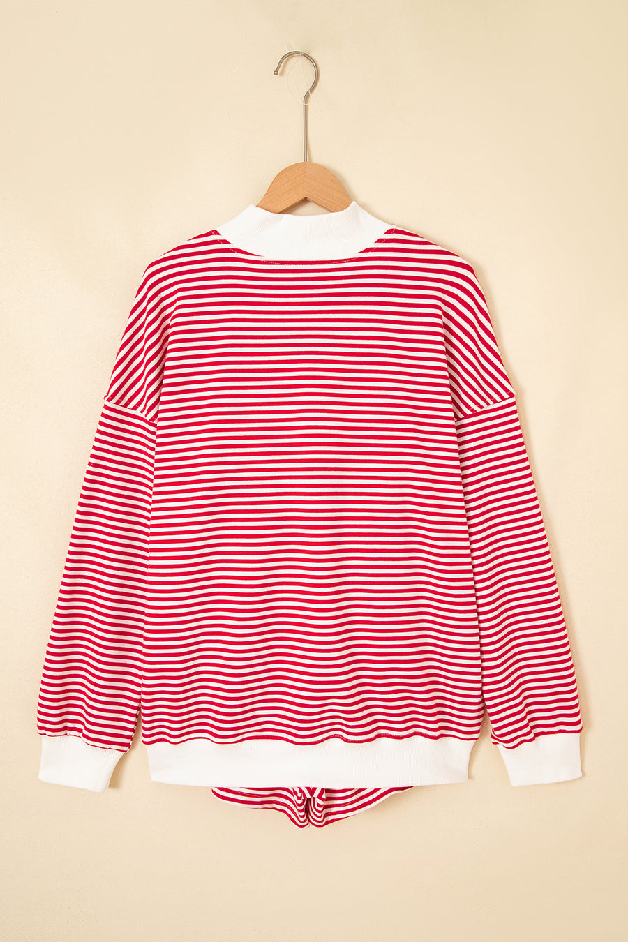 Striped Oversized Mock Neck Sweatshirt Shorts Set Women UK