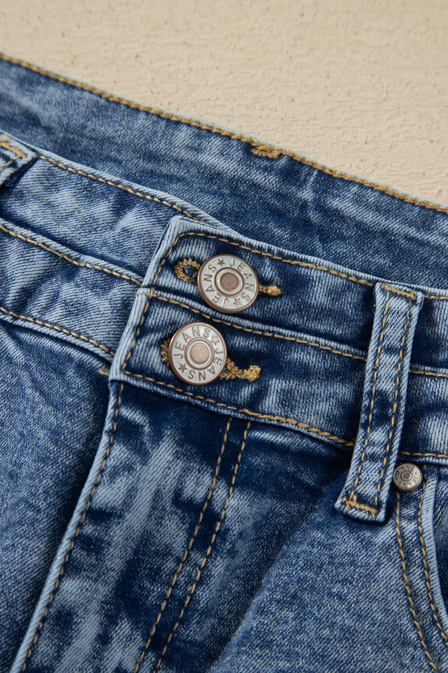 Acid Wash Pocket Detail High Waist Flare Jeans Women UK
