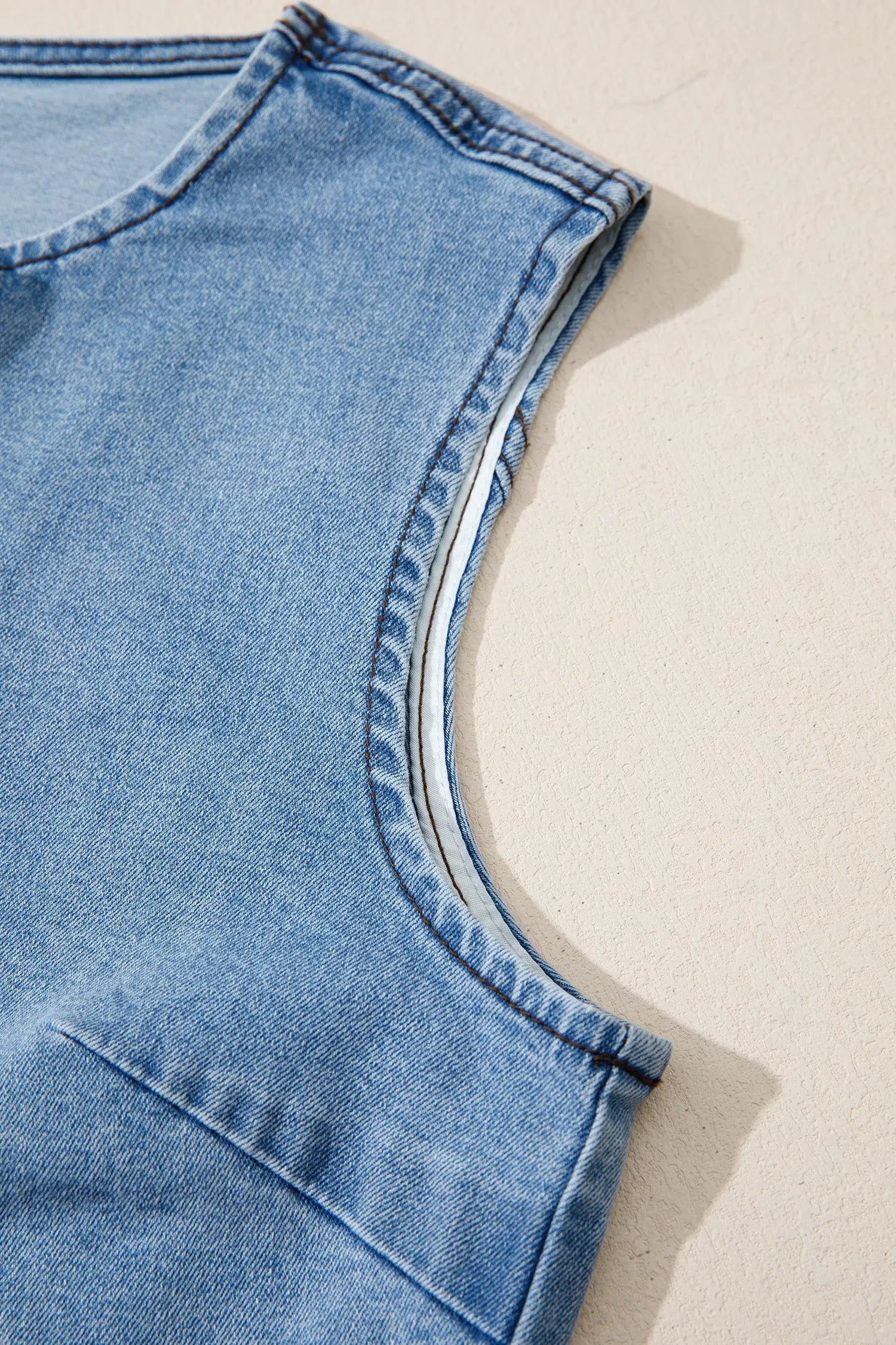 Buttoned front slit denim vest vests