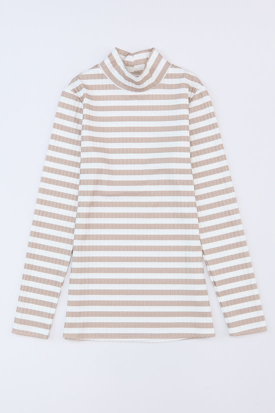 Striped Textured Knit Long Sleeve Tee