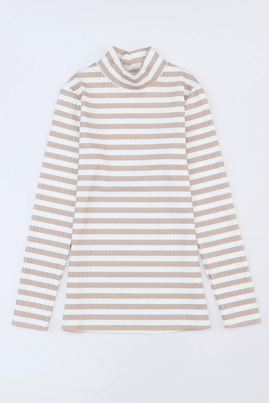 Striped textured knit long sleeve tee clothing tops