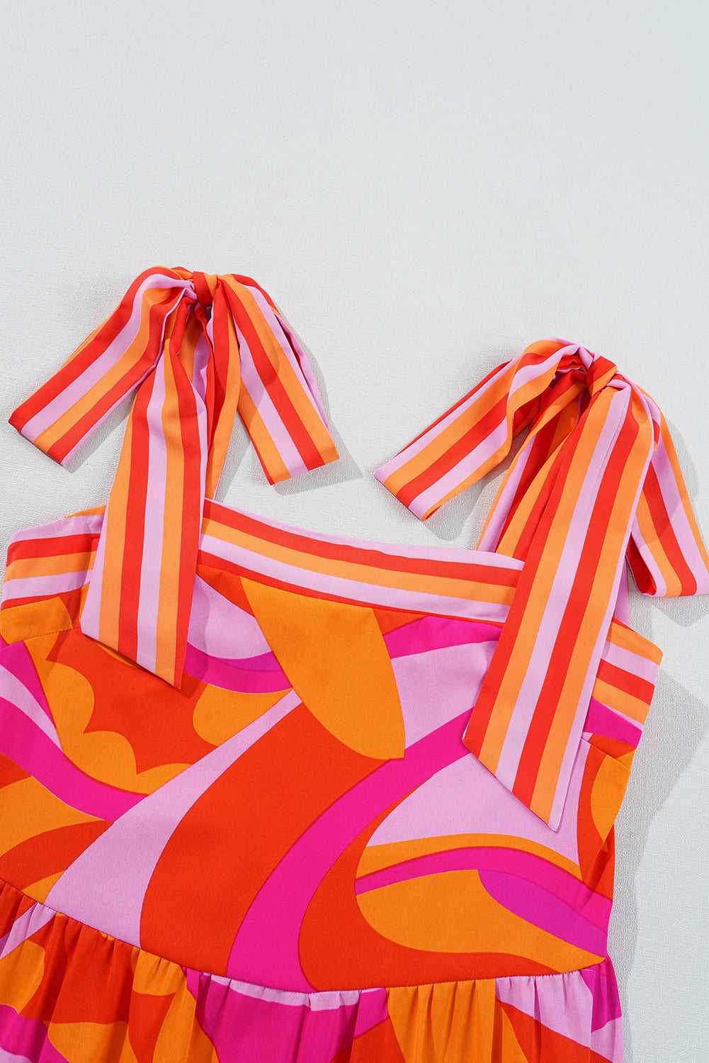 Red Abstract Vacation Maxi Dress