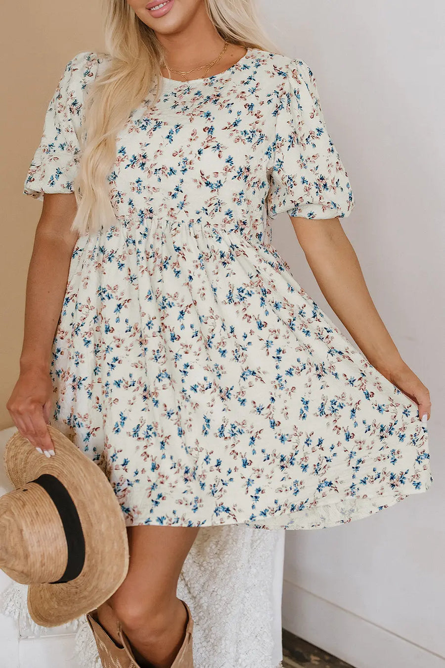 Green Floral Print V Neck Shift Plus Size Dress Women UK