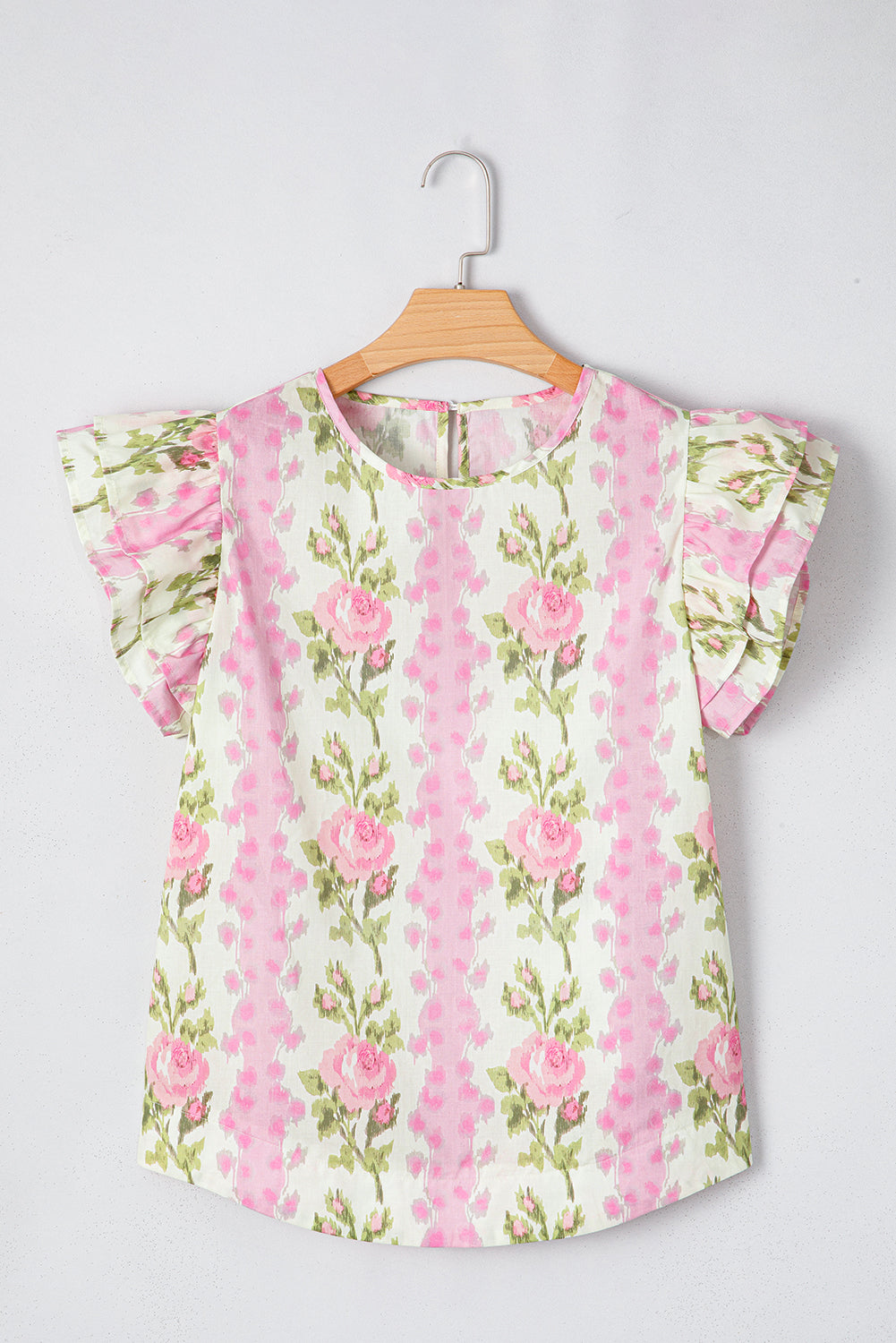 Floral Ruffled Sleeve Summer Top