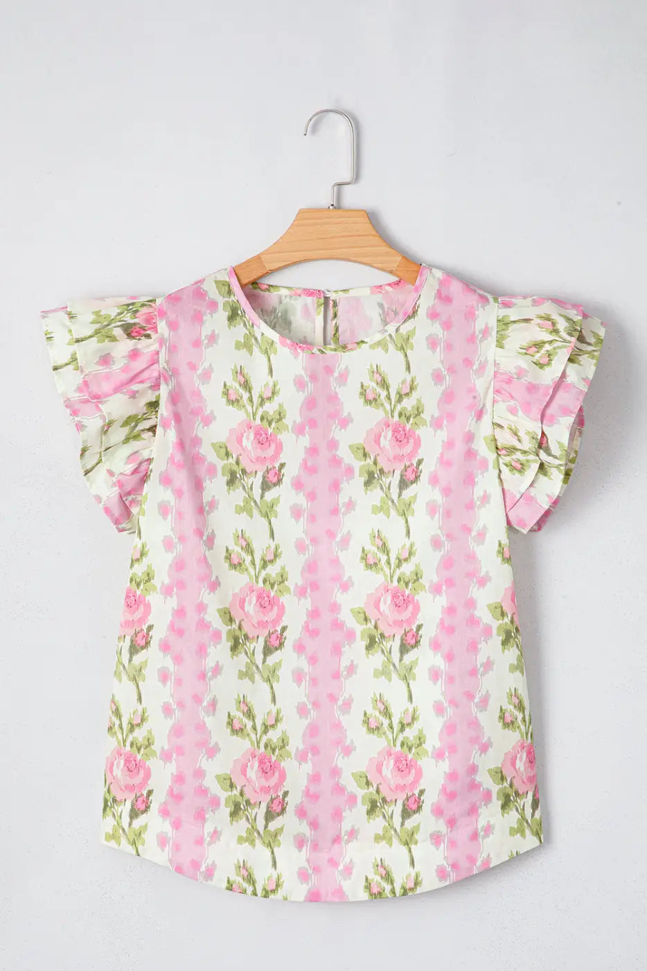 Floral ruffled sleeve top - summer essentials | versatile women’s wear